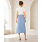 Mid-length denim skirt woman Spring/summer 2021 new thin high waisted slit hip wrap skirt A-line skirt